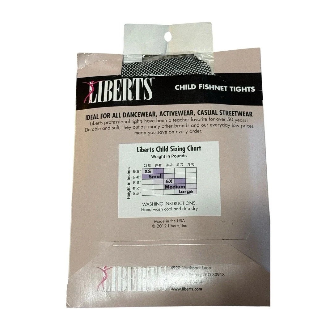 Liberts Child Fishnet Tights Black Medium Dance Costume Made USA Style 302